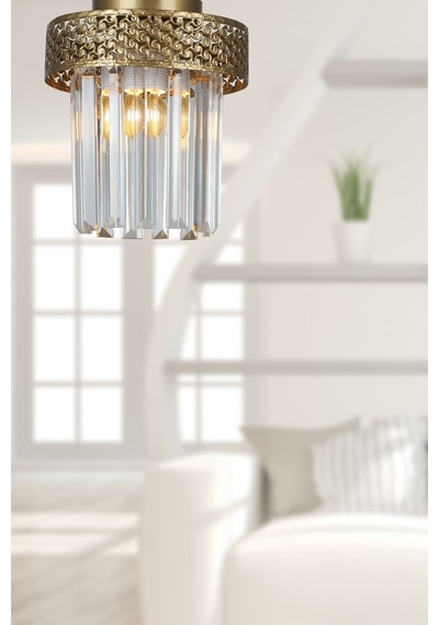 Begüsa Sitrus Tekli Eskitme Lux Kristal Taşlı Tavan Montaj Avize