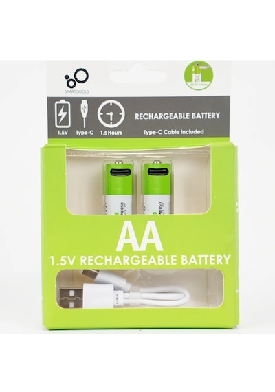 Type-c Şarjlı Li-ion Aa Kalem Pil 1.5v 2600mah 2li Paket