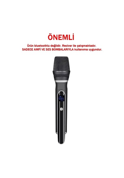 Kablosuz Mikrofon Seti Vhf 220 270 Mhz Wireless El Mikrofonu Ve Kafa Mikrofonlu Verici, 6.3 Mm Çıkışlı, 30 50 Metre Çekim Wn-07