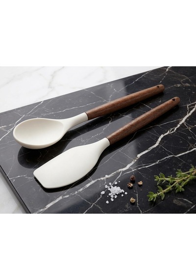 Mutfak Gurmesi - 2'li Premium Silikon Ve Akasya Ahşap Mutfak Gereçleri Seti / Isıya Dayanıklı Spatula Ve Servis Ka Diğer