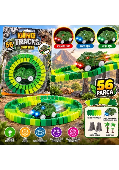 Arkhenx 8043 Dino Tracks Yol Set 56 Parça Dinazor Oyuncağı Bzs1