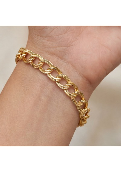 22 Ayar Altın Kaplama Samanyolu Zincir Unisex Bileklik Altın
