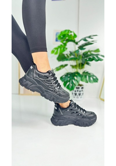 Günlük Kadın Sneaker Bağcıklı Yüksek Kalın Tabanlı Oval Burunlu Rahat Hafif Spor Ayakkabı 1001 Siyah Günlük Kadın Sneaker Bağcıklı Yüksek Kalın Tabanlı Oval Burunlu Rahat Hafif Spor Ayakkabı 1001 Siyah