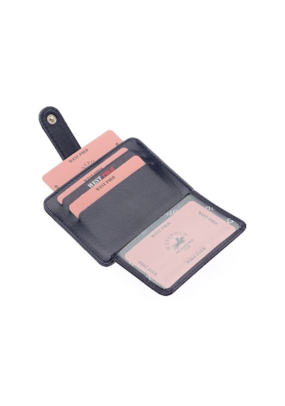 Westpolo Hakiki Deri Bol Kart Bölmeli Patlı Unisex Kartlık - Lacivert Lacivert