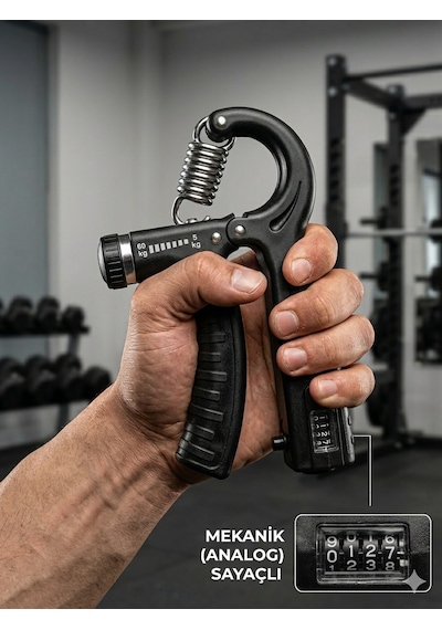 Nk Spor Siyah Mekanik Sayaçlı Ayarlanabilir El Yayı 5-60 Kg Bilek Güçlendirici Ve Parmak Egzersiz Aleti-ayarlanabilir Dirençli Profesyonel Bilek Çalıştırma Aleti-spor-evde Spor -fitness