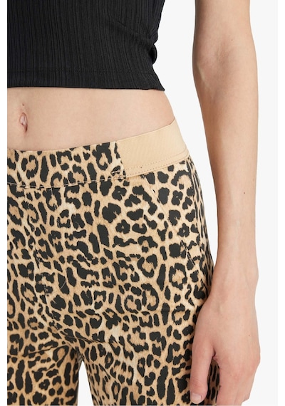 DeFacto Sigaret Saten Kumaş Pantolon Leopar Desenli Normal Bel Beli Lastikli Düz Paça J8741AZ25SPBG350