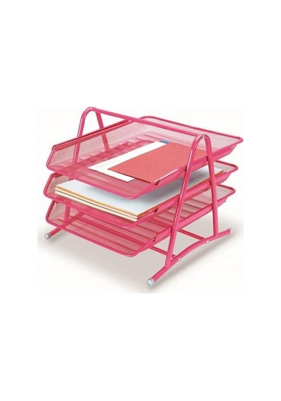 Gıpta Metal 3 Kat Hareketli Evrak Rafı Pembe