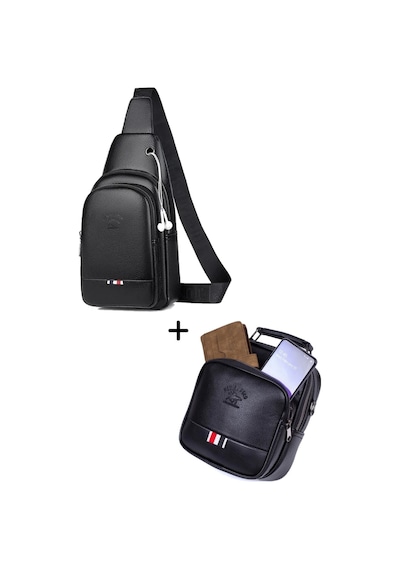 Newish Polo Erkek Bodybag Göğüs Çapraz Çanta Ve El Omuz Çantası New130 Siyah - Bronz