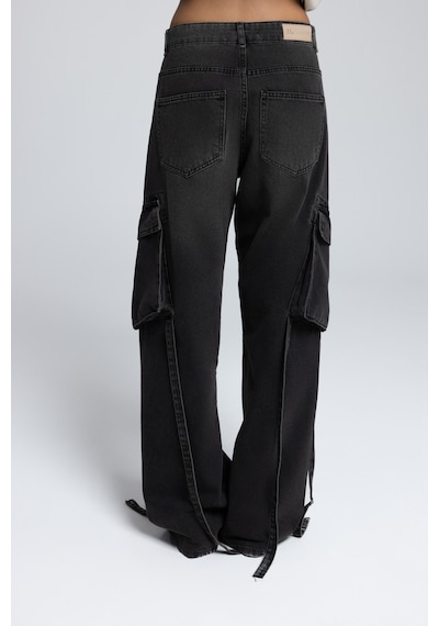 Mai Collection Mai Studios Co. Roger Yıkamalı Siyah Kargo Jean Pantolon Siyah