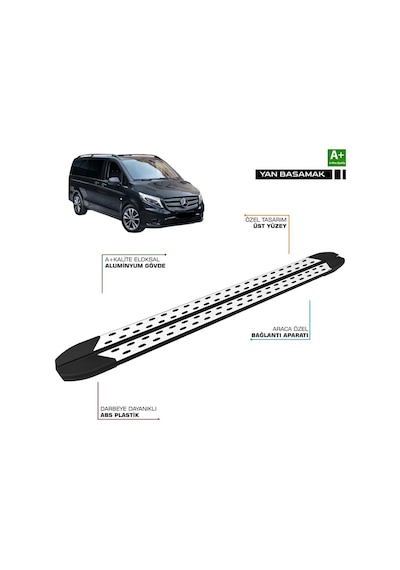 Mercedes Vito W447 Kısa Şase Trimline Gri Yan Basamak 2014 2015 2016 2017 2018 2019 2020 2021 2022 2023 2024 2025 2026