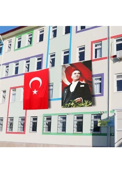 Atatürk Posteri ve Türk Bayrağı Raşel Kumaş 150x225 cm -5