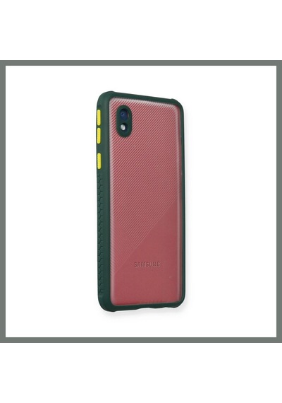 Bezos Samsung Galaxy A01 Core Uyumlu Kılıf Miami Şeffaf Silikon - Koyu Yeşil Mmbz
