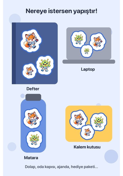 Galaksi Macerası 2 Adet Dev Uzay Sticker Çıkartma A4 Laptop Etiketi Çok Renkli