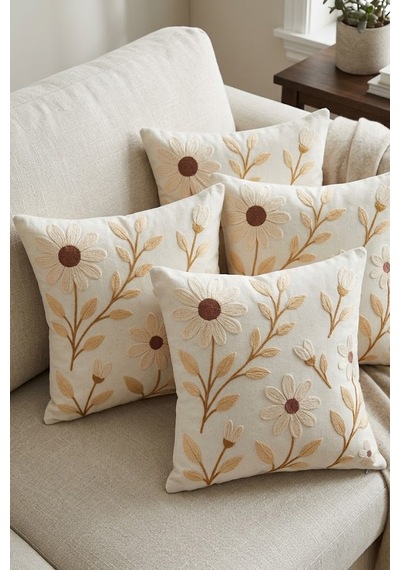 4lü Kırlent Kılıfı, Dijital Baskılı Çift Taraflı Kırlent Kılıfı 45x45cm Kod 77696 Çok Renkli