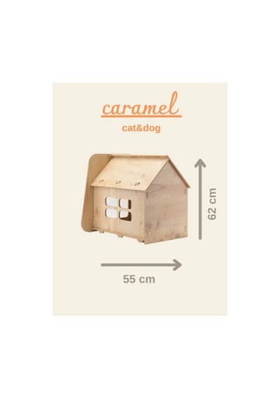 Caramel 30 50 Kedi Köpek Evi Yıkanabilir Kumaş Minderi Ile Beraber