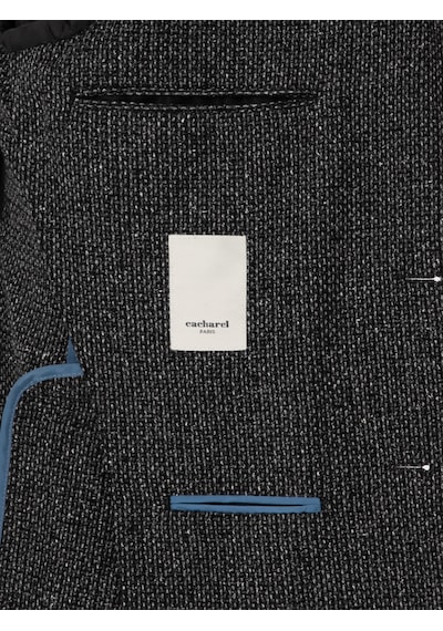 Cacharel Siyah Slim Fit İpek Kaşmir Karışımlı Mikro Desenli Blazer Ceket