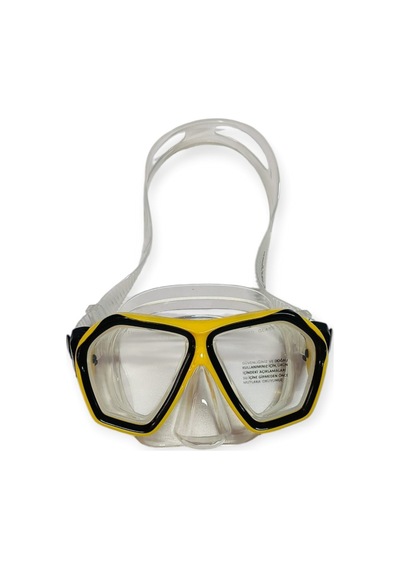 Tempered Camlı Premium Silikon Dalış Maskesi Ve Snorkel Yetişkin - Sarı Çok Renkli