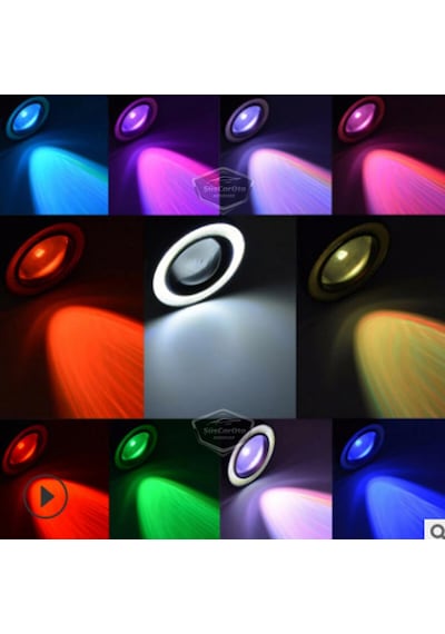 Üniversal Kumandalı Rgb Mercekli Angel Sis Farı Metal Su Geçirmez 76 Mm Beyaz Halkalı Gündüz Farı Angel Eyes 2 Adet