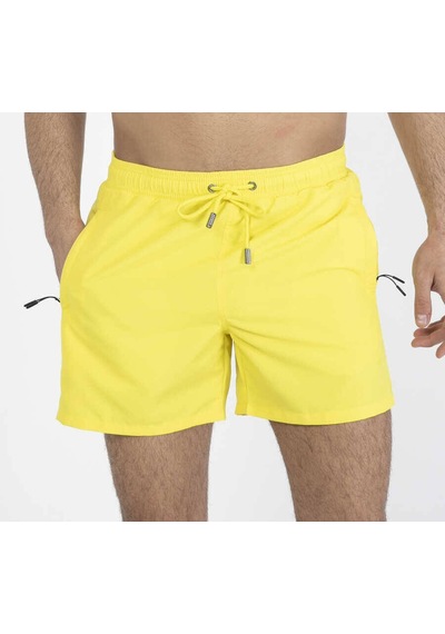 Miami Beach Sarı Su İtici Özellikli Erkek Havuz Deniz Şort Mayo Basic Model 001
