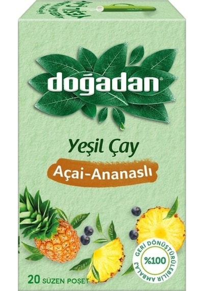 Doğadan Yeşil Çay Açai Ananaslı Bardak Poşet Çay