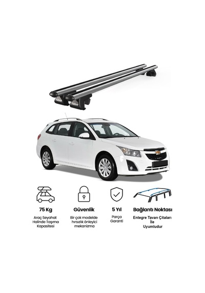 Venüs Chevrolet Cruze Station Wagon 2012-2015 Uyumlu Gri Ara Atkı Port Bagaj Tavan Barı