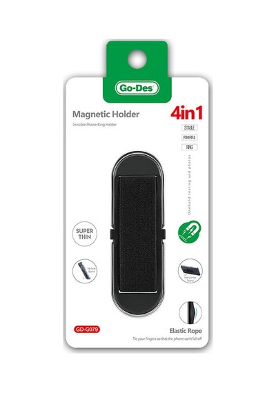 Telefon İçin Standlı Magnetik Yüzük Tutucu Aparat Go Des Gd-g079 4in1 Siyah