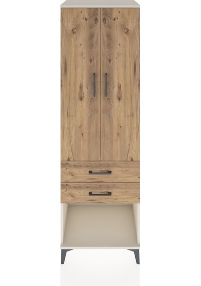 Hyperion Dolap Tek Raflı 2 Çekmeceli Tek Askılı 60x44x195 Aytaşı-çam Aytası
