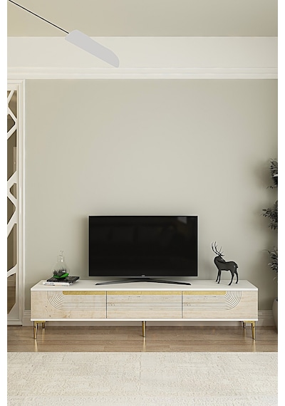 Tsa1805btg - Meyra Tsa180 Tv Stand, Tv Sehpası Ve Tv Ünitesi Beyaz-traverten-gold 180cm Tsa1805btg - Meyra Tsa180 Tv Stand, Tv Sehpası Ve Tv Ünitesi Beyaz-traverten-gold 180cm