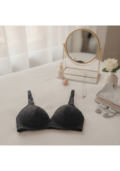 Bonbon Kadın Dantelli Siyah Renk Emzirme Sütyeni Bb2734