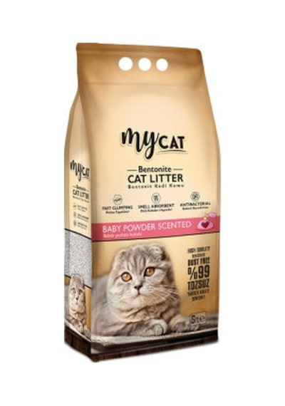 Mycat Pudra Kokulu İnce Topaklaşan Bentonit Kedi Kumu 10 L