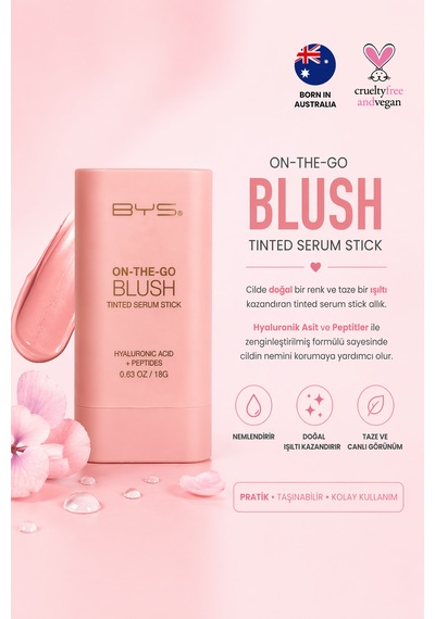 Bys Tinted Serum Stick Blush Baby Pink Pembe Nemlendiricili Ve Işıltı Veren Stick Allık 01 Baby Pink