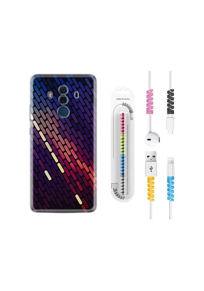 Huawei Mate 10 Pro Kılıf Kablo Koruyuculu Line Neon 1805