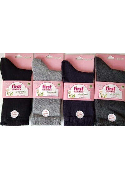 First Kadın Dikişiz Soft Yıkamalı Pamuklu Şeker Çorabı 12'Li Çok Renkli