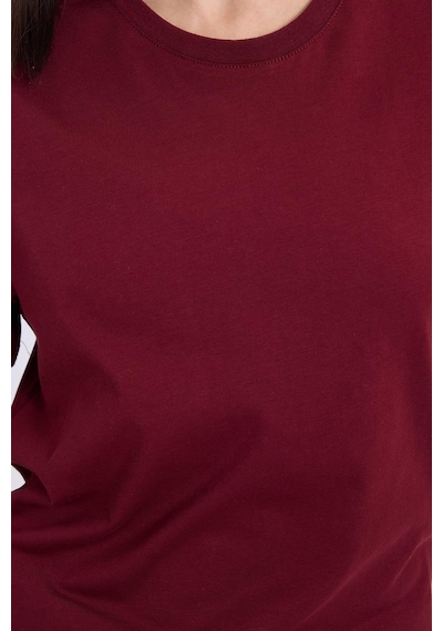 Tudors Kadın Slim Fit Dar Kesim Pamuklu Yumuşak Doku Likralı Esnek Kumaş Basic Bordo Bisiklet Yaka Tişört-37834 Bordo