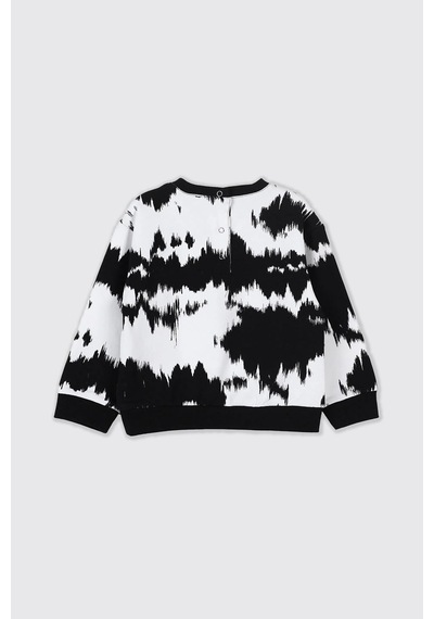 Panço Kız Bebek Nakış Detaylı Desenli Beyaz Sweatshirt