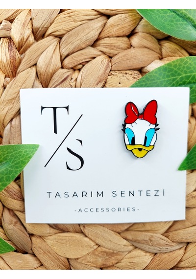 Rozet Metal Broş Yaka Çanta Şapka Takı Aksesuar Daisy Duck Ördek Çok Renkli