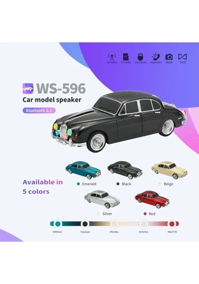 Ws-596 Araba Görünümlü Kablosuz Bluetooth Hoparlör Siyah