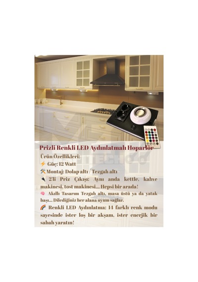 Masfitech Tezgah Altı Bluetooth Müzik Çalar Priz Uzatma Kablolu Siyah