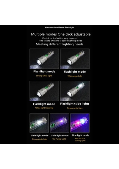 Güneş Şarj Edilebilir Usb Fener Güçlü Led El Feneri Güçlü Odaklı Uzun Menzilli F-365-silver F-365-silver Gri