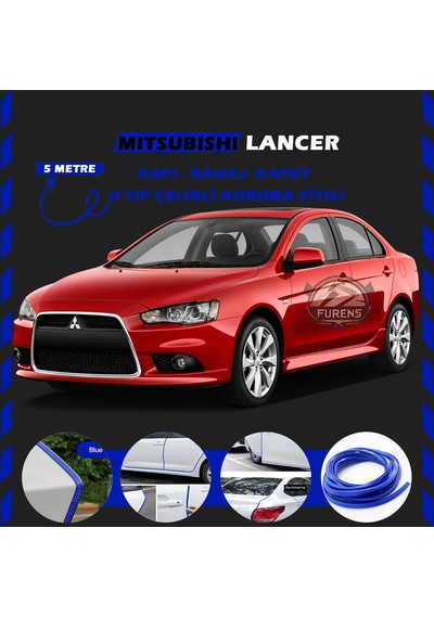 Mitsubishi Lancer Oto Araç Kapı Koruma Fitili 5 Metre Parlak Mavi Renk