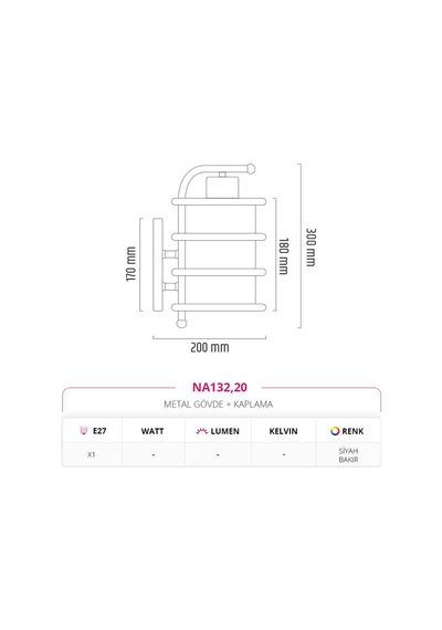 Nevo İç Mekan Aplik Na132.20 Siyah