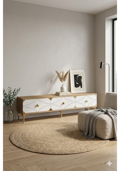 Tsa1897dbg Alfa Tv Sehpası Safirmeşe-beyaz-gold 180cm