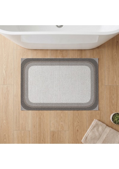 Kartela Halı Jüt Görünümlü Banyo Paspası Açık Gri Kaymaz Taban Makinede Yıkanabilir 40x60 Cm
