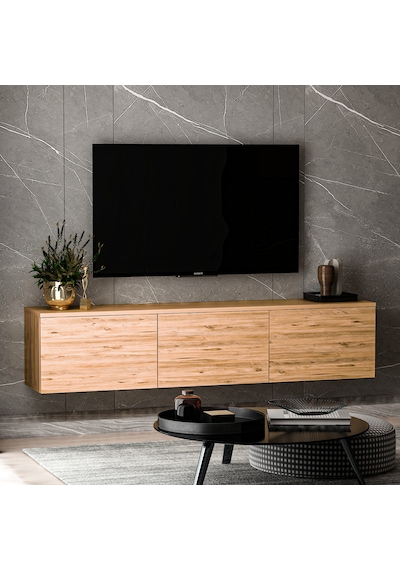 Neon 3 Kapaklı Duvara Monte Tv Ünitesi, Tv Sehpası Antrasit Mermer Desen - Atlantik Çam Atlantik Çam Neon 3 Kapaklı Duvara Monte Tv Ünitesi, Tv Sehpası Antrasit Mermer Desen - Atlantik Çam Atlantik Çam
