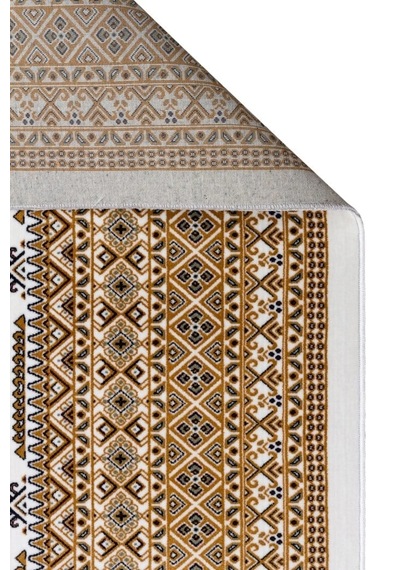 Eko Halı Sateen Afghan 02 Beige Premium Yıkanabilir Afgan Desenli Kaymaz Taban İnce Dokuma Halı Bej
