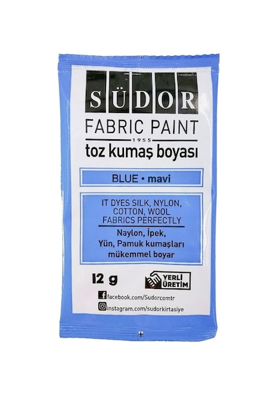 Kumaş Boyası Toz 12 Gr 1 Adet Südor Toz Kumaş Boyası Kot Pantalon Gömlek Tişört Tekstil Kumaş Boyası 1 Adet Mavi