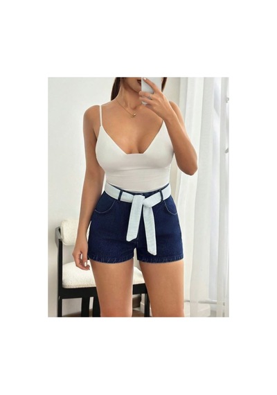Kene Jeans Kuşak Kemerli Lacivert Kot Şort Lacivert