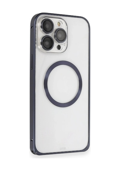 Joko - 128 - İphone 15 Pro Max Kılıf Metal Bumper Magneticsafe Kapak - Edntrend - - Lacivert