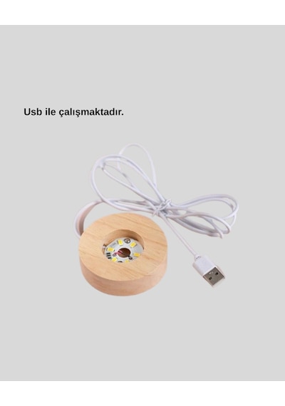 Kristal Gezegen Küre Ahşap Tabanlı Usb Işıklı Gece Lambası Standart