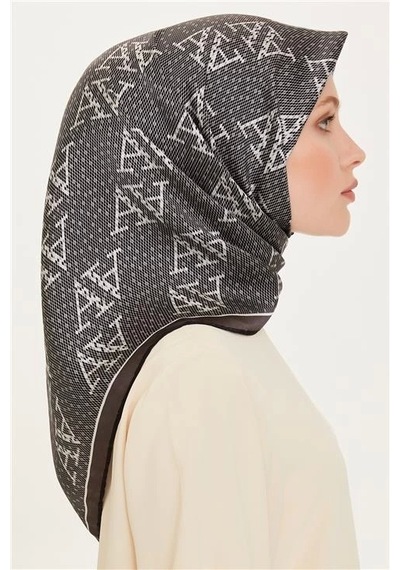 Armine Sura Saf İpek Eşarp 9228d 54 Füme